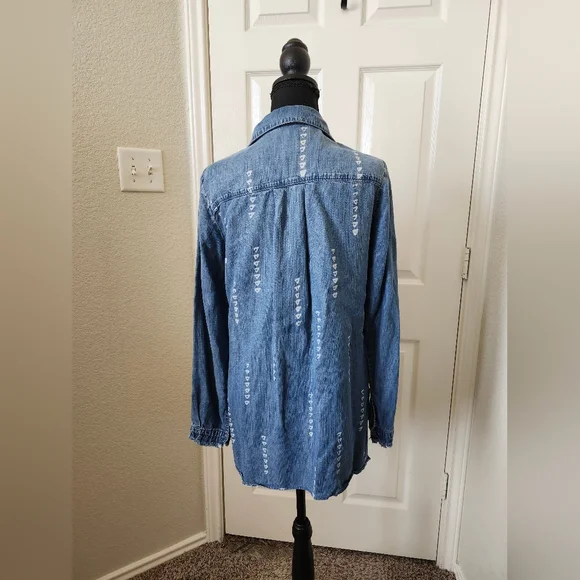 Cloth & Stone Anthropologie Denim Blue Button-Down Shirt Dress S - Picture 9 of 9